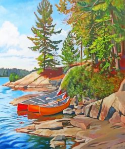 Canoes Lakeside paint by number