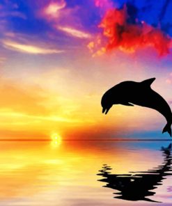 Jumping Dolphin silhouette paint by number