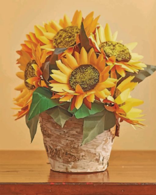 Sunflowers Pot paint by numbers