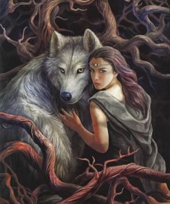 Woman and Wolf paint by number
