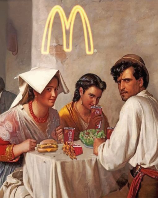 Antique People Eating McDonald's paint by numbers