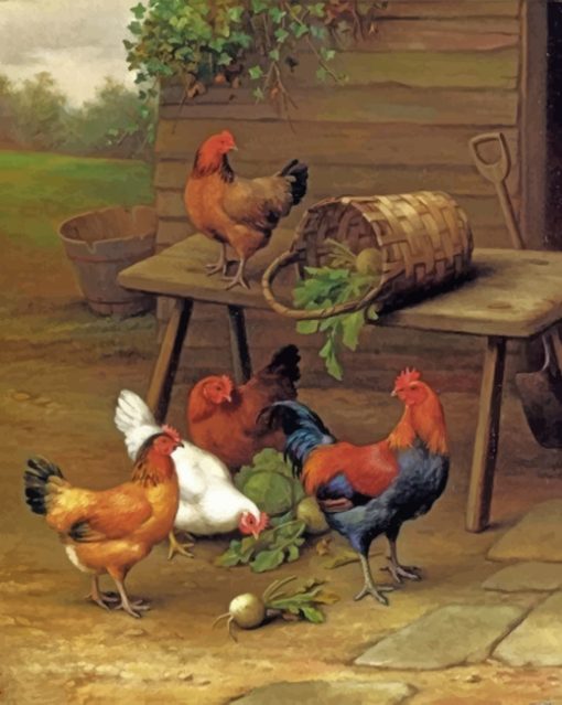 chickens art paint by numbers