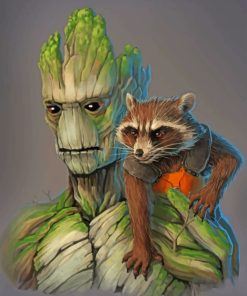 groot and rocket raccoon paint by numbers