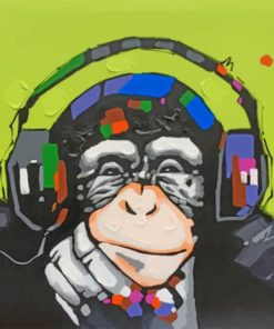 Monkey Wearing Headphones paint by numbers
