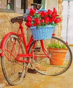 red bike and flower paint by number