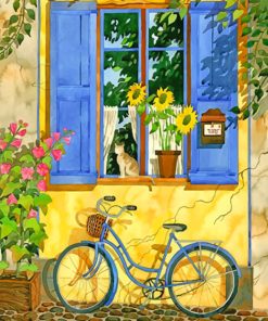 Bicycle In Garden paint by number