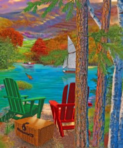 Chairs By Lake paint by number