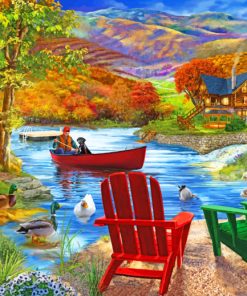 Chairs By Lake paint by numbers