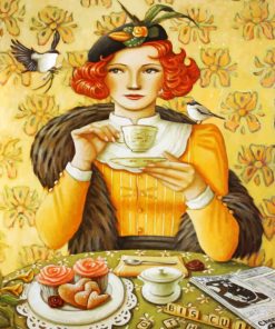 Classic Woman Drinking Coffee paint by numbers