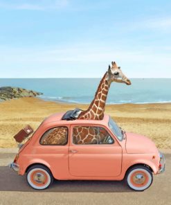 Giraffe In Pink Car paint by number