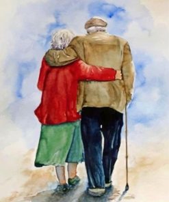 Old Couple Hugging paint by numbers