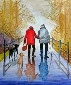 Old Couple With Pets paint by numbers