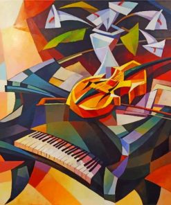 Piano And Violin Cubism Art paint by numbers