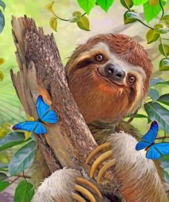Sloth and Butterflies paint by numbers
