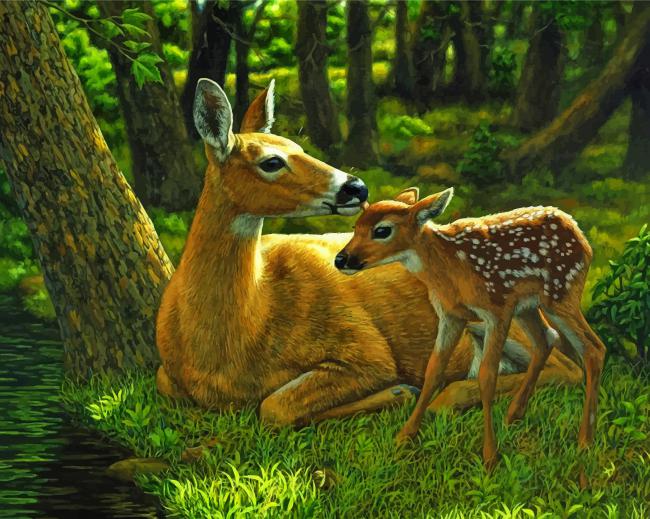 deer and fawn paint by numbers