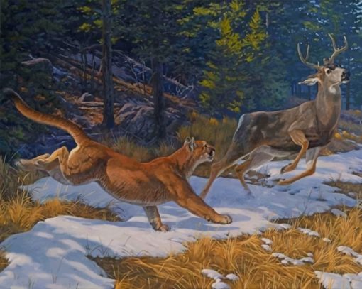 lion chasing deer paint by number