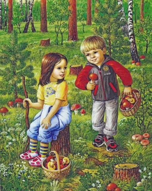 Siblings In The Forest Paint by numbers