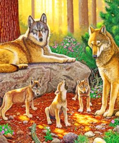 wolf family paint by numbers