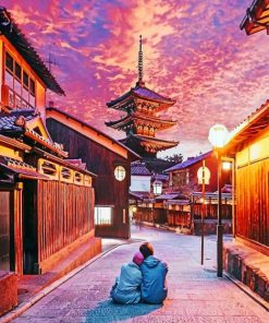 Couple In Yasaka Pagoda Paint by numbers