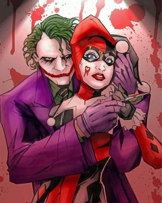 Harley Quinn And Joker - Paint By Number - Paint by Numbers for Sale