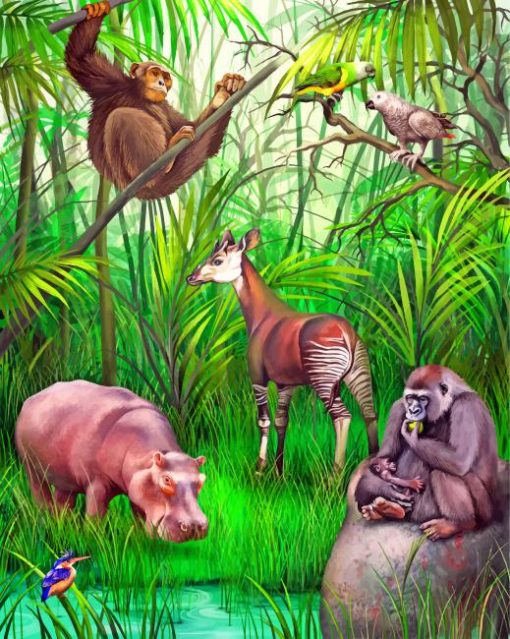 Jungle Animals Paint by numbers