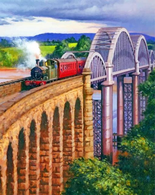 arch-bridge-railway-train-paint-by-numbers