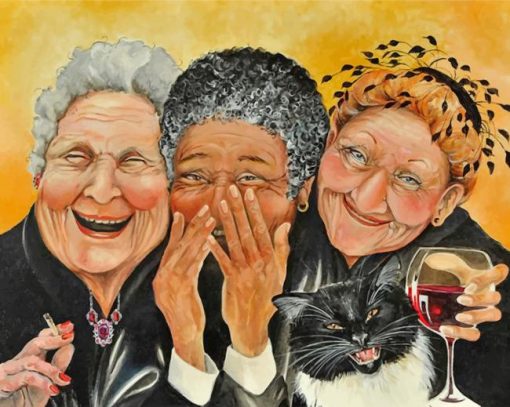 old women laughing paint by number
