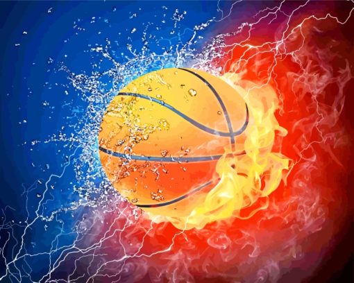 Basket Ball On Fire Paint by numbers