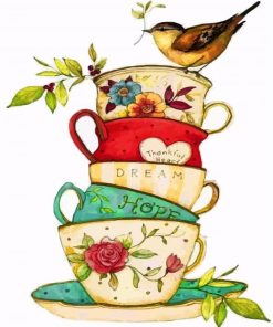 Bird On Teacups paint by numbers