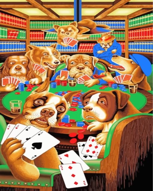 Dogs Playing Poker Paint by numbers