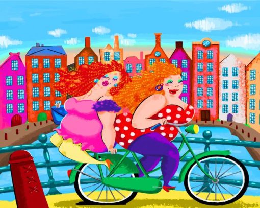Fat Girls On Bicycle Paint by numbers