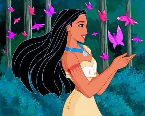 Pocahontas And Butterflies Paint by numbers