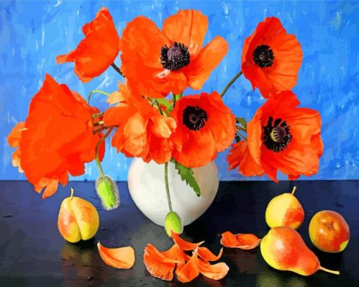 Poppies Vase Paint by numbers