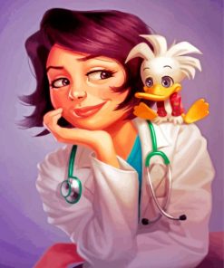 cute-nurse-with-her-little-friend-paint-by-numbers