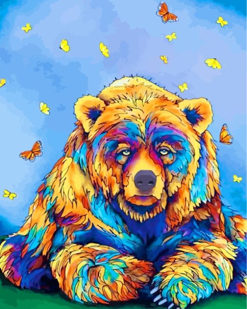 Bear And Butterflies Paint by numbers