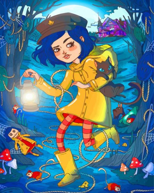 Coraline And Cat Paint by numbers