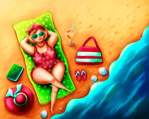 Fat Lady In Beach Paint by Numbers