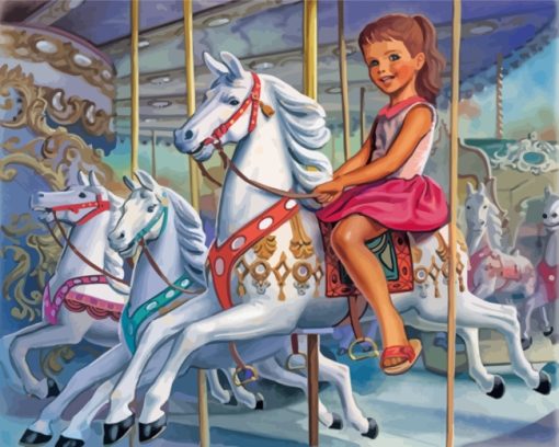 Girl On Carousel Paint by numbers