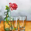 Rose In Glass Bottle Paint by numbers