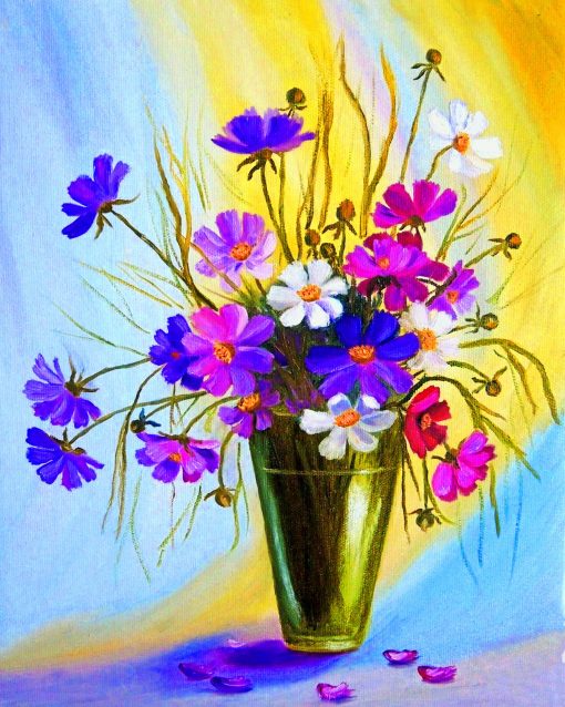 Cosmos Flowers Vase Paint by numbers