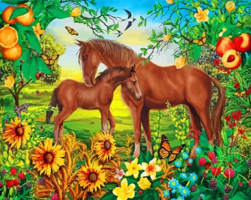 Horse And Foal Paint by numbers