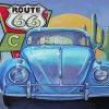 Blue Car On Route 66 Paint by numbers