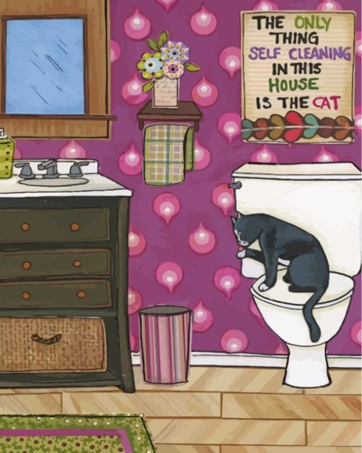 Cat In The Toilet Paint by numbers