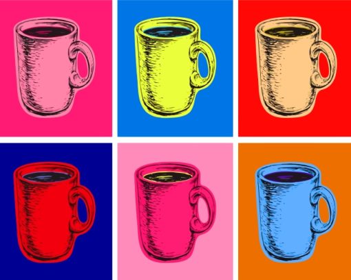 Coffee Cups Pop Art Paint by numbers