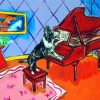 Collie Dog Playing Piano Paint by numbers