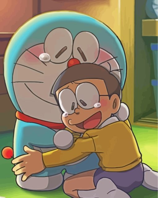 Cute Nobita And Doraemon Paint by numbers