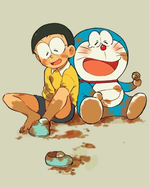Dirty Nobita And Doraemon paint by numbers