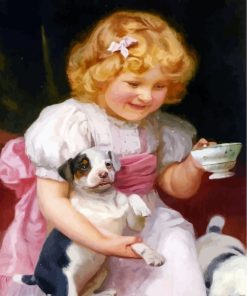 Little Girl And Puppy Paint by numbers