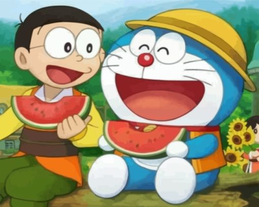 Nobita And Doraemon Eating Paint by numbers
