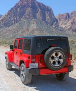 Red Jeep Wrangler In Nevada Paint by numbers